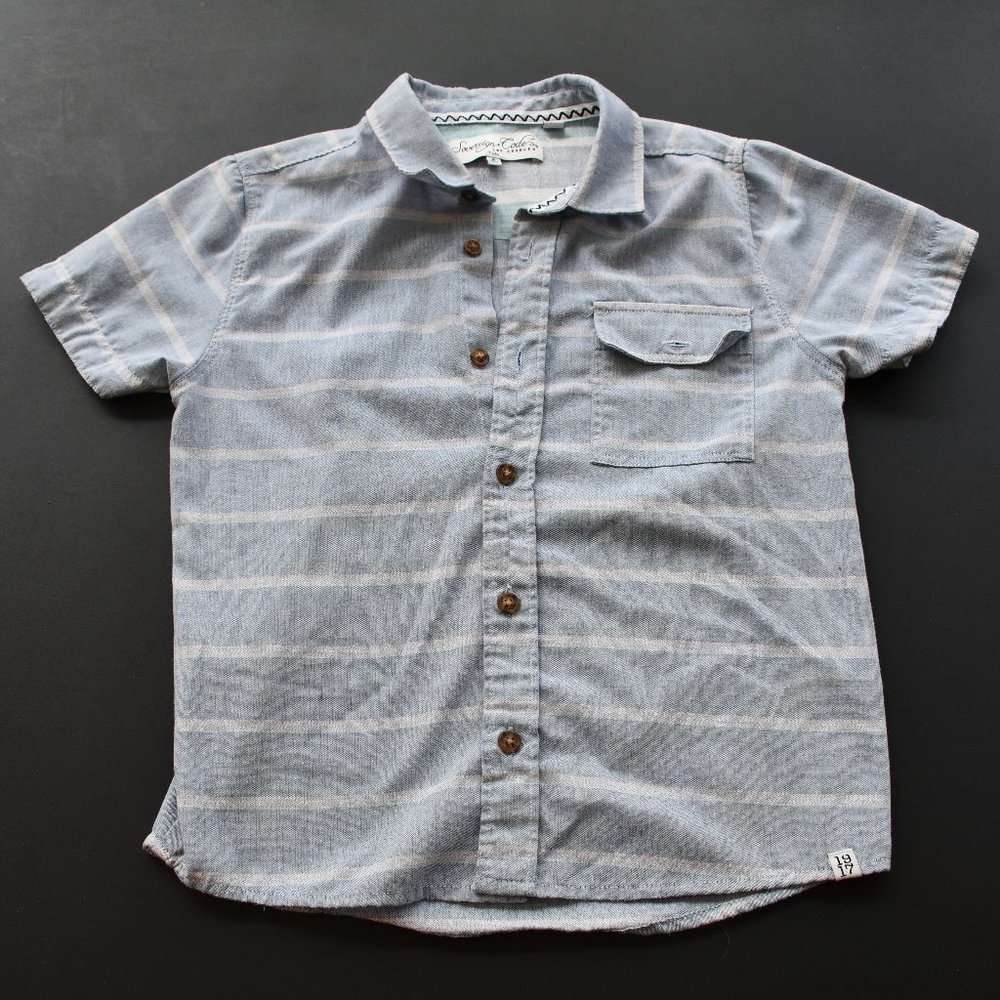 Sovereign Code Kids Button Up Short Sleeve Shirt Blue Stripe